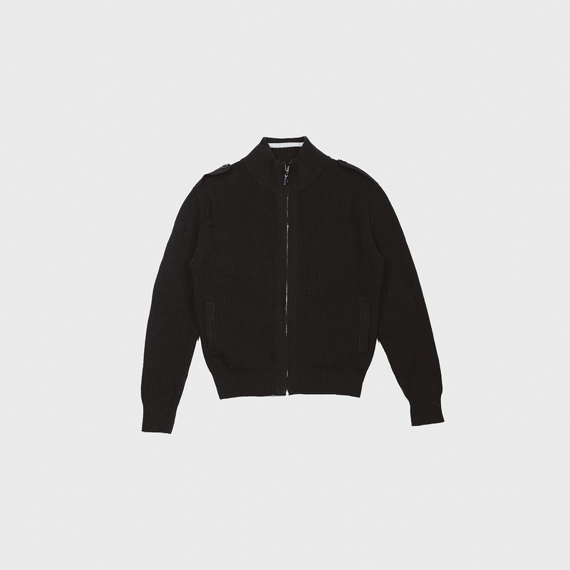 Yeehaw “Blackstone” Retro High-End Epaulette Zipper Ribbed Sweater Cardigan Yeehaw “Blackstone” Retro High-End Epaulette Zipper Ribbed Sweater Cardigan