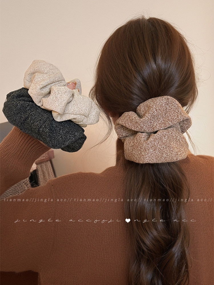 Autumn and Winter Woolen Scrunchies for Women 2025 New Style Bun Hair Ties High Elasticity Hair Accessories