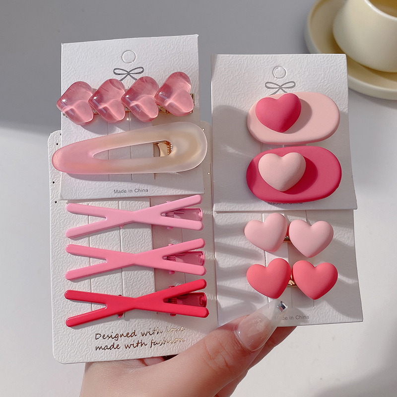 images 27:Pink hairpin 2023 new little hair card side Liu Hai clip cute side love duck mouth clip headdress