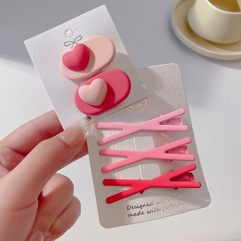 images 22:Pink hairpin 2023 new little hair card side Liu Hai clip cute side love duck mouth clip headdress