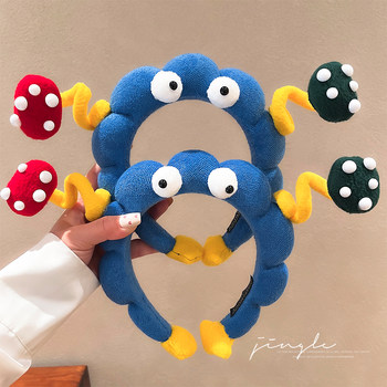 Big-Eyed Character Twisty Stick Plush Headband for Women 2025 New High Cranial Top Headband Quirky Fun Face Washing Hair Clip Headwear