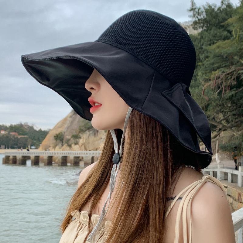 Evidison Free black glue sunscreen hat women's summer face-covering anti-UV sunshade hat big brim sunshade