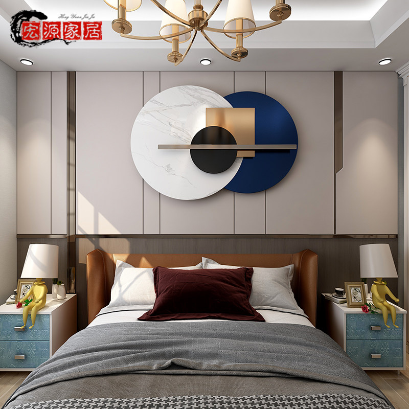Soft-fitting designer wall decoration living room background wall pendant light luxury Nordic bedroom bedside wall decoration
