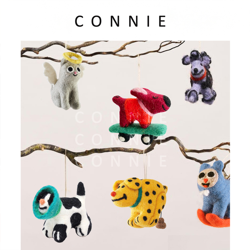/In Stock/Uk Wrap Christmas Limited Edition Decorative Hanging Ornaments Wool Felt Cat and Dog Car Hanging Decorations Authentic Imported