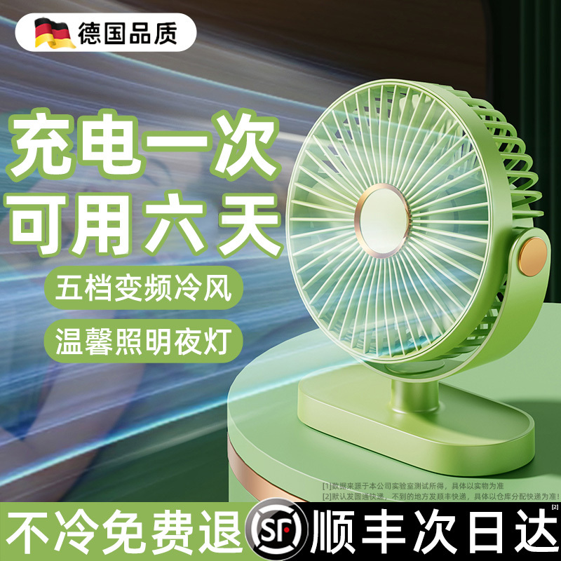 German Quality】Desktop Mini Fan, Silent, USB Charging, Long Battery Life, 2026 New Model, Powerful Strong Wind, Suitable for Student Dormitories, Portable Mini Desktop Electric Fan