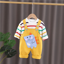 Korean baby boy spring and autumn suit 2021 spring baby clothes 0-1-3 years old 2 children 4 straps vests tide