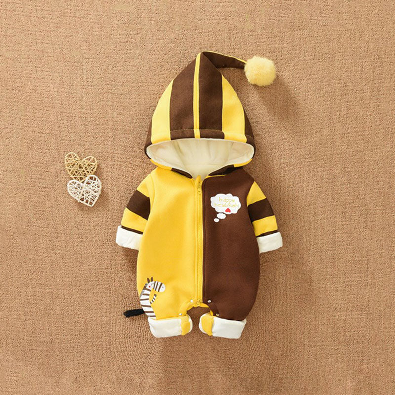 Newborn baby clothes autumn clothes with clothes plus suede for men and women cuddling baby cute foreign palate autumn and winter warm climbing