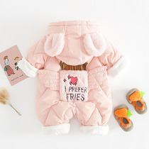 Baby cotton-padded winter padded down cotton-padded jacket jumpsuit girl baby winter cotton-padded jacket coat cute newborn clothes
