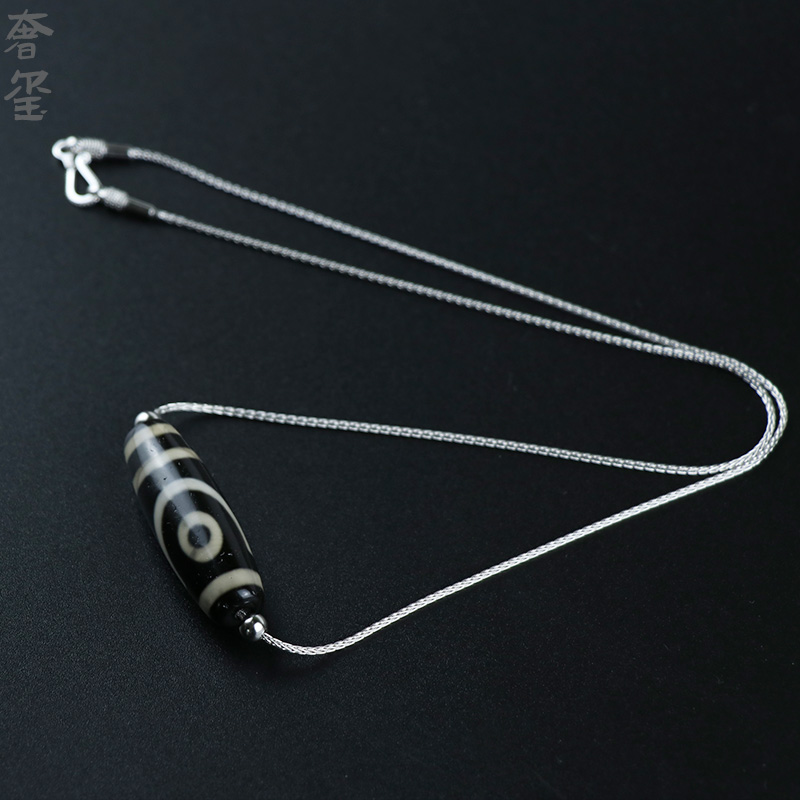 Sky Pearl Pendant Men's Large Energy Co-Money Chain 925 Pure Silver Chain Sub Real Goods Manau Two Eyes Lock Bone Chain Silver Necklace