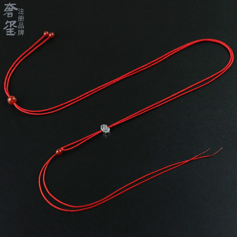 Red rope line lanyard ultra-fine hand-woven text play jade gold male and female baby pendant jade pendant necklace rope hanging neck