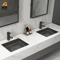 Xi Steel Stainless Steel Floor Basin Black Nordic Wind Hotel Square Washbasin Bar Toilet Terrace Basin Washbasin