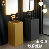 304 stainless steel column basin integrated washbasin patio washbasin patio column type washbasin square column basin