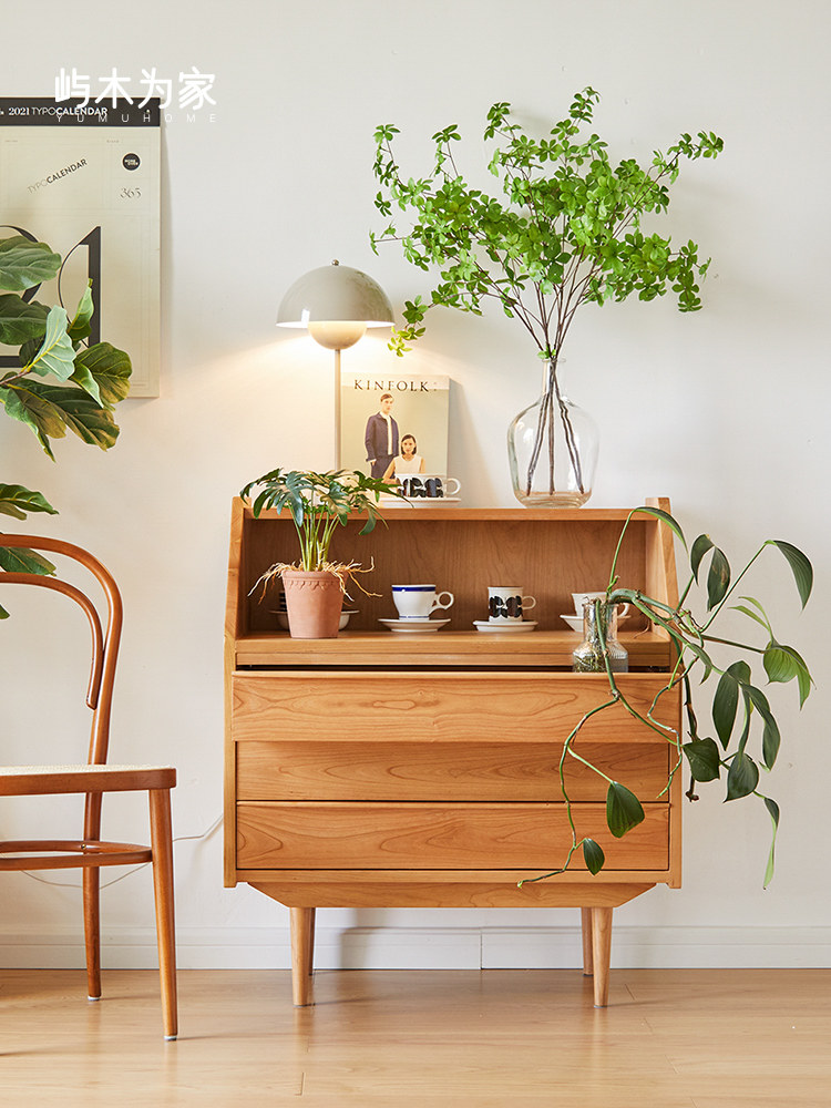 Island wood for home Nordic solid wood bucket cabinet Side cabinet Chest of drawers Bedroom living room storage small dining cabinet Modern light luxury