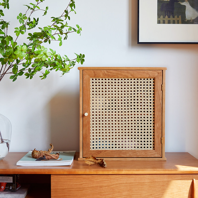 Island wood for home Nordic ins and vines Cosmetics Small G containing cabinet Cabinet Mark Cup Shelf Solid Wood Multifunction