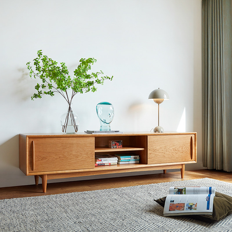 The new living room is full of solid wood Walnut TV cabinet Modern light luxury simple Nordic style Japanese wood