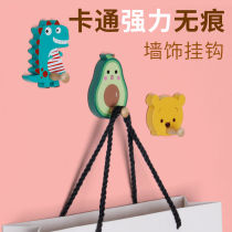 5 Creative cartoon animal no trace sticky hook wooden strong hook childrens room decoration adhesive hook multiple