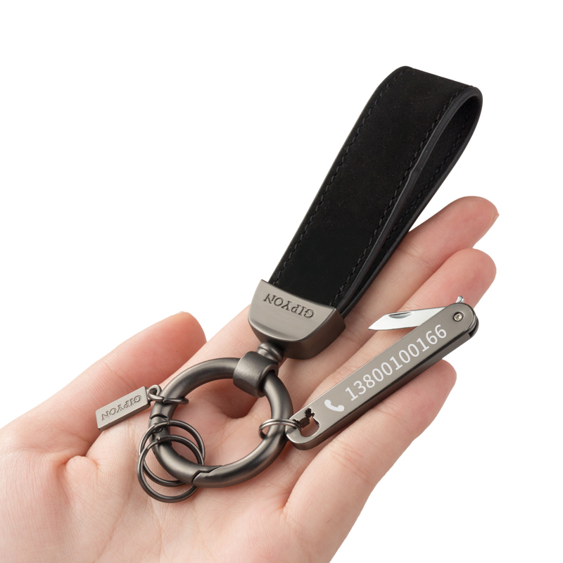 Simple Wristlet Keychain Pendant, Creative Car Keychain for Couples, Personalized Engraved Phone Number Anti-Loss Tag