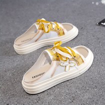 YiYang flagship store (stepping on the sense of) summer one foot pedal slippers versatile soft sole fashion casual breathable womens sandals