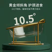 Pet Bowl Cat Bowl Care Neck High Foot Bowl Kitty Big protection Cervical Spine Large Caliber Flat Face Cat Special Glass Material