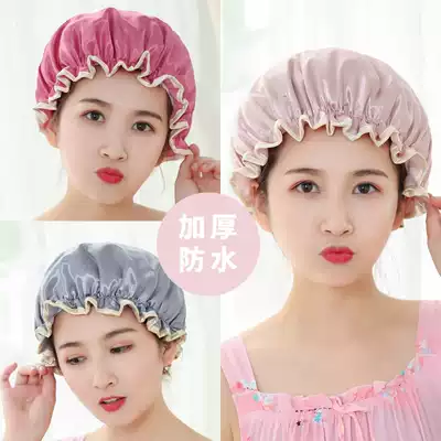Shower cap waterproof adult women kitchen lampblack head cover long hair thick cute shower shower bath hat