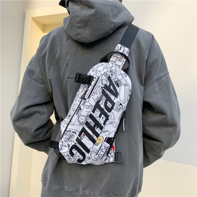 Skew Satchel Male Tide Signs Day Series Street Trend Sports Chest Bag Youth Purse Ins Casual Bag Female Skewed Shoulder Bag