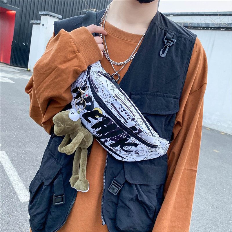 Skew Satchel Packet Youth Chest Bag Fashion New Single Shoulder Bag Casual Purse Men's Wave Card Student Day Ensemble