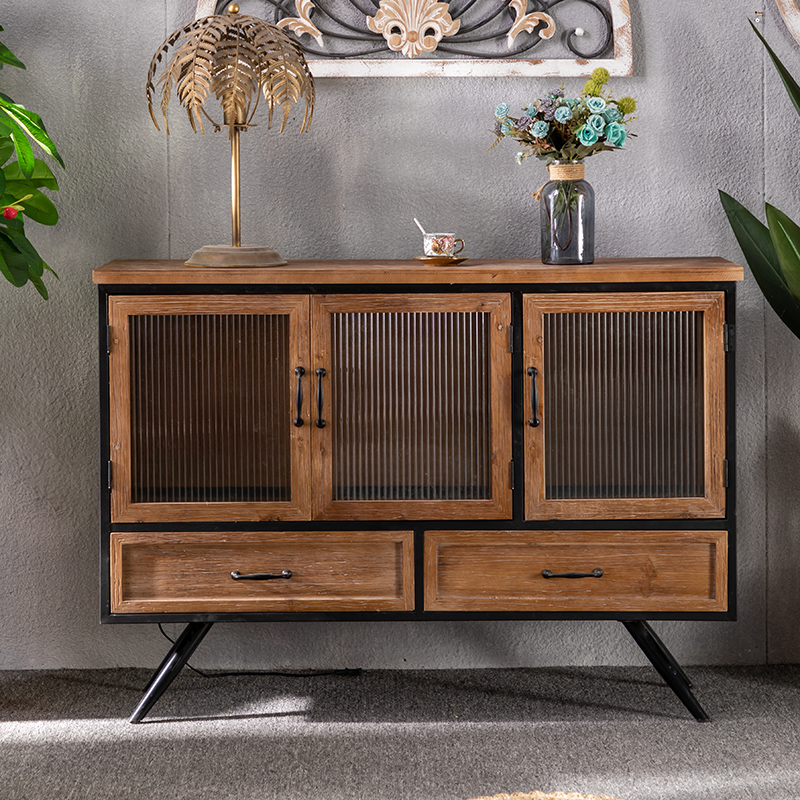 American country sideboard display cabinet porch side cabinet retro desk art combination furniture double door storage cabinet