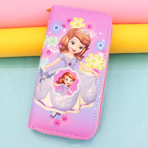 Good quality cartoon cute rabbit girl printed pu Japan-ROK purple white long boy girl zipped purse