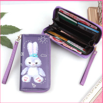 2022 Cartoon Rabbit Neutron Star Della Zero Wallet Children Girl Pu Leather Purple Zipper Long wallet