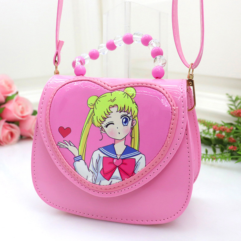 New Japan-ROK children cartoon girl Princess Handbag Cute Girl Pu Pink Printed Loving Wallet