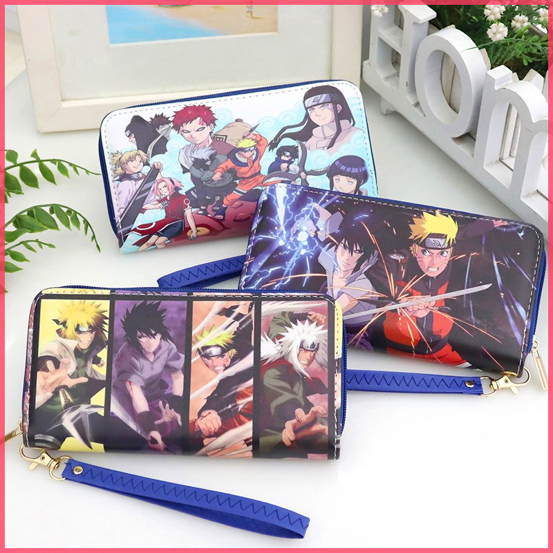 Naruto Anime Boys Men's Long Edition Naruto Sasuke 2D Cartoon Children's Print Portable Wallet