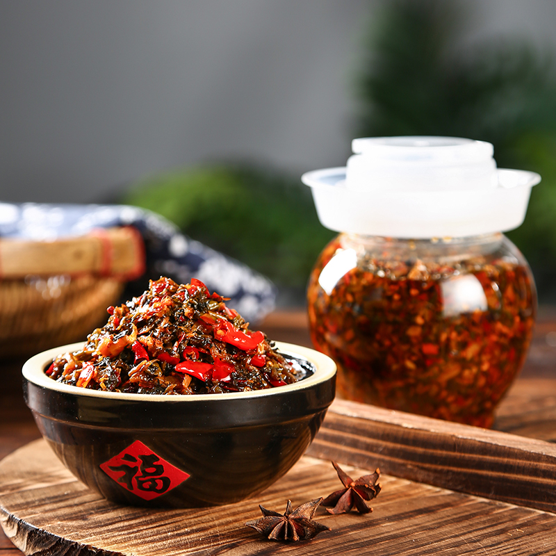 Grandma's dishes Hunan authentic Xiangxi farm homemade specialties Snow red salted pickles Plum dried vegetables Dry goods