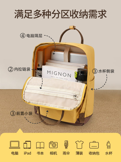 电脑包双肩书包女士轻便旅行通勤大容量14寸笔记本女新款手提背包