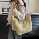 Летняя вместительная и большая пляжная соломенная сумка через плечо, пляжный стиль