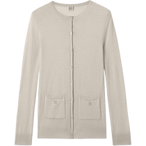 (Summer Discount)TOTEME Womens Light Hay Color Long Round Neck Knitted Cardigan
