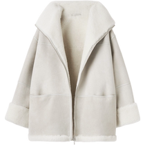 (Summer Discount) TOTEME Womens Macadamia Nut Color Fur One-piece Jacket