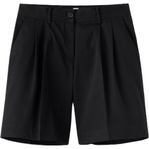 TOTEME Womens Black Cotton Loose Casual Pleated Shorts