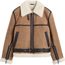 (Summer Discount)TOTEME Womens Dark Biscuit Color Cut Bomber Jacket