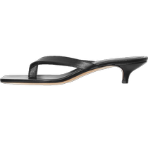 TOTEME Womens Shoes Black Genuine Leather Square Pointed Cat Heel Sandals