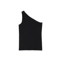(Summer Discount) TOTEME Womens Black One-Shoulder Slim Rib Knit Vest Top
