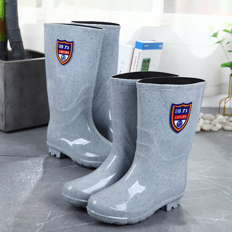 Pull back fashion women's rain boots mid-tube non-slip waterproof shoes plus velvet cotton high-tube rain boots work overshoes kitchen rubber shoes