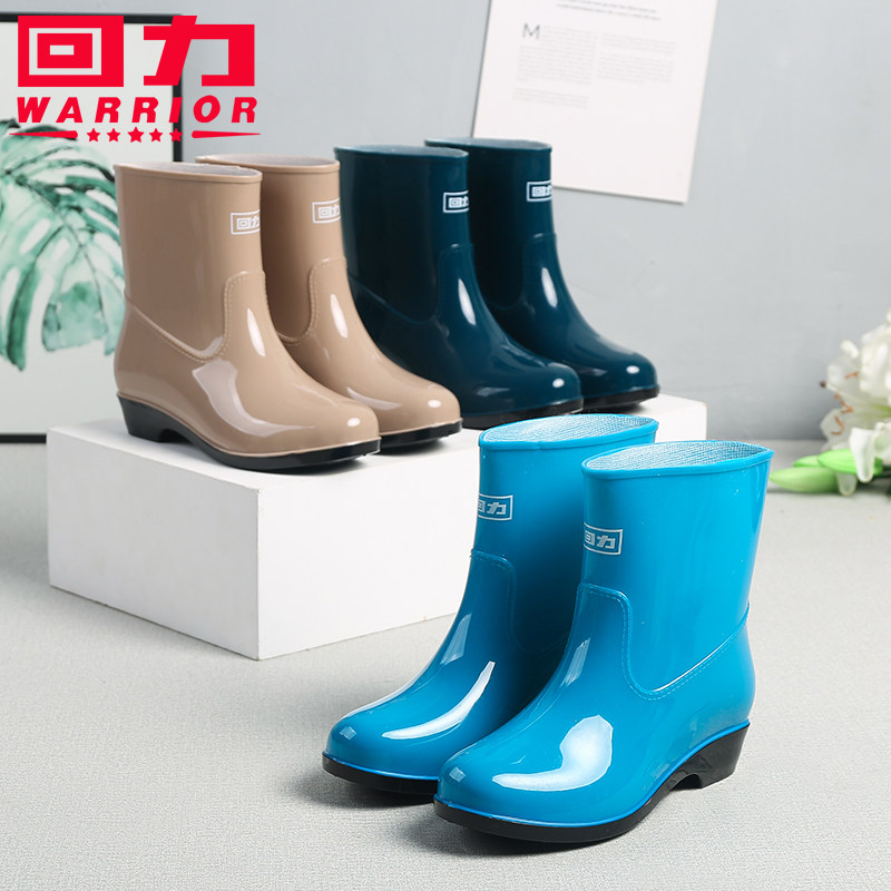Pull back rain boots women's short tube outer wear waterproof shoes plus velvet cotton rain boots work non-slip wear-resistant water boots overshoes rubber shoes