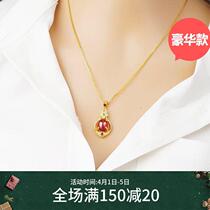 Hong Kong Necklace Ladies Pendant Hetian Yusha Gold Plated Pure Gold Clavicle Chain Fashion Versatile Gifts