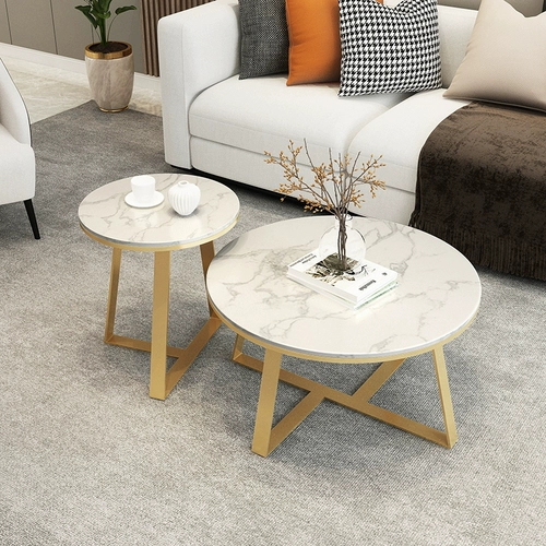 Итальянская легкая роскошная каменная доска кофейня круглый чайный стол мраморный журнальный столик простота гостиная дом маленькая квартира