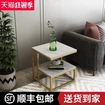 Nordic rock board edge a few corners A few minimalist living room small coffee table Simple modern sofa bed head cabinet Creative square table Light luxury