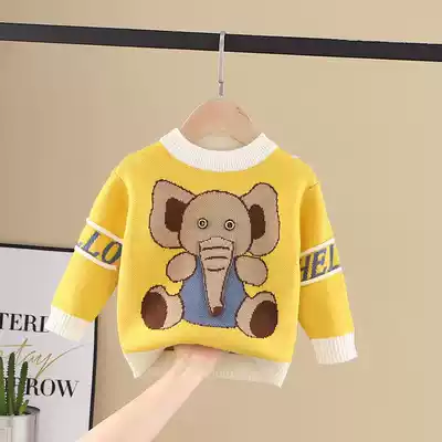 Boys' sweater pullover autumn and winter tide thickened plus velvet children's men's children's clothing Jersey boys base shirt