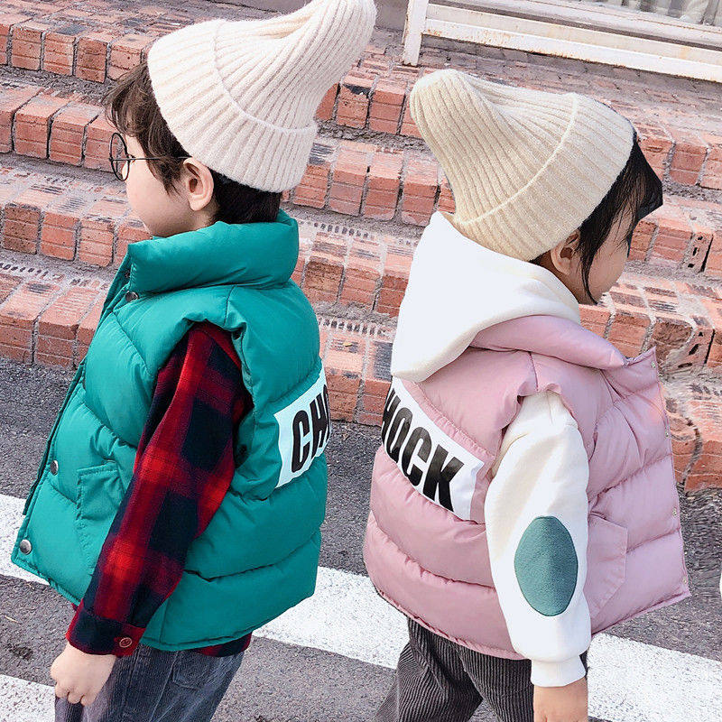 Anti-season children's down cotton vest girls autumn and winter wear foreign style baby children's vest boys Korean version of the tide