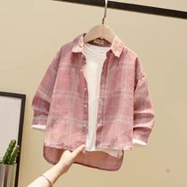 Boys shirt long sleeve 2020 spring new childrens thin large plaid shirt Korean top tide childrens clothing