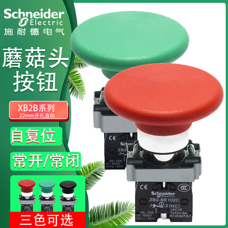 Schneider big mushroom head XB2BR31C start button R42C stop button 60mm self-reset switch