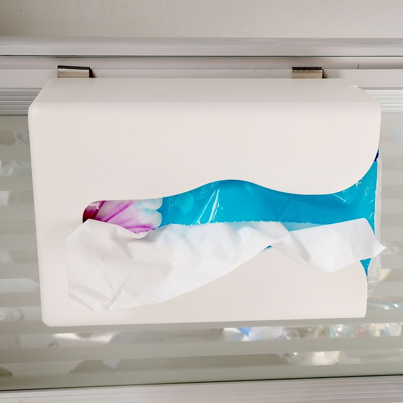 Hangable desk screen slot seam tissue box free punch upper plug-in lower hanging seam toilet paper box wall-mounted tissue holder